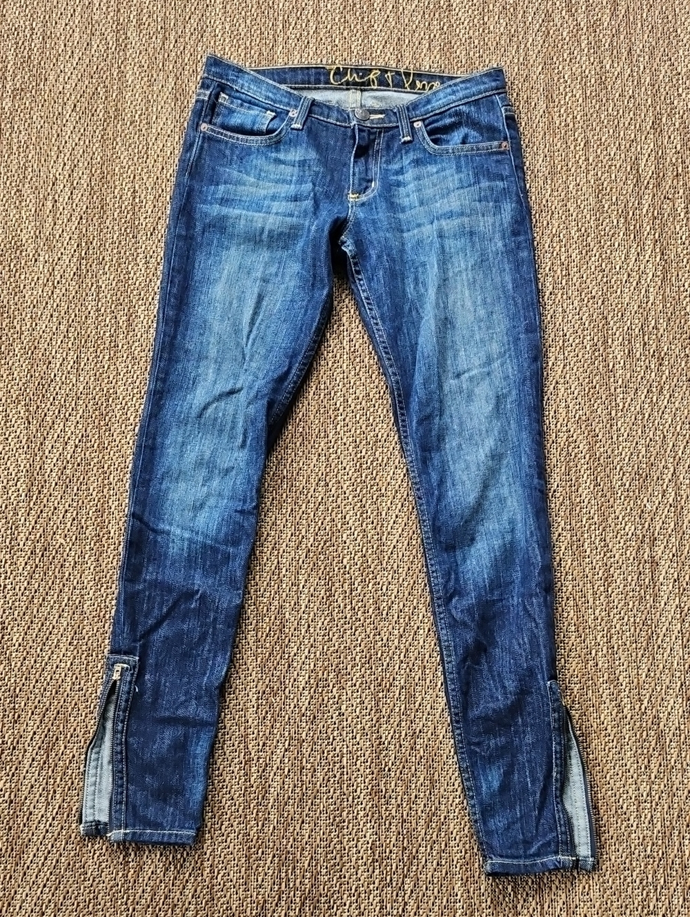 Chip & Pepper Dark Blue Skinny Jeans with Ankle Zips Low Rise